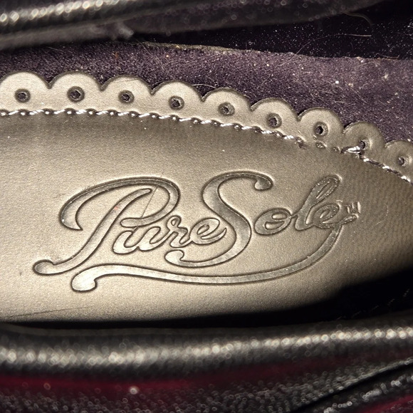 Pure Sole Leather Booties Black Side Zipper Decorative Strap Women's Size 5.5M - Picture 7 of 11